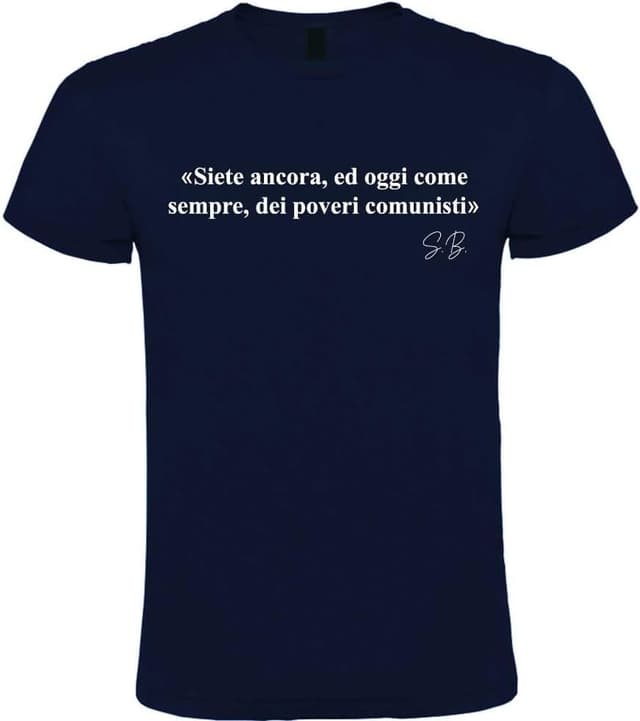 Detalle 2 de T-shirt generica in cotone con frase “Siete ancora…”, girocollo con elastan