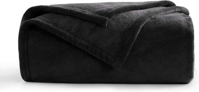 Detalle de Aisbo fleece blanket black throw 130x150cm – soft warm microfibre for sofa, bed and travel