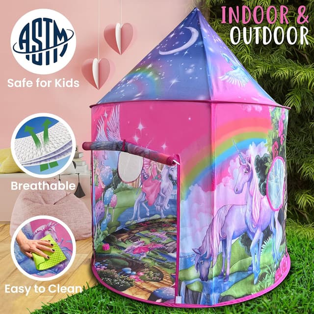 Detalle 2 de W&O Unicorn Sparkle Play Tent with Magical Unicorn Sounds (Pop-Up Play Tent)