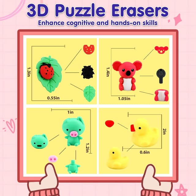 Thumbnail 5 de URSKYTOUS 34-Piece Animal Erasers bulk pack