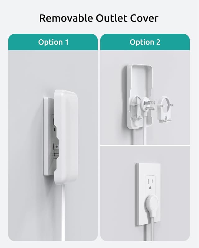 Detalle 2 de NUTICT Outlet Cover Extension Cord Flat 6ft with 8 Outlets and 3 USB-C + 1 USB-A Surge Protection (White)