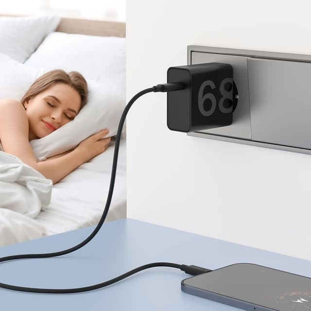 Detalle 2 de Caricabatteria 68W per Motorola e Lenovo con protezione intelligente (USB-C e Micro USB)