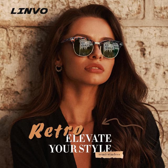 Thumbnail 2 de LINVO Polarisiert Sonnenbrille Halbrahmen