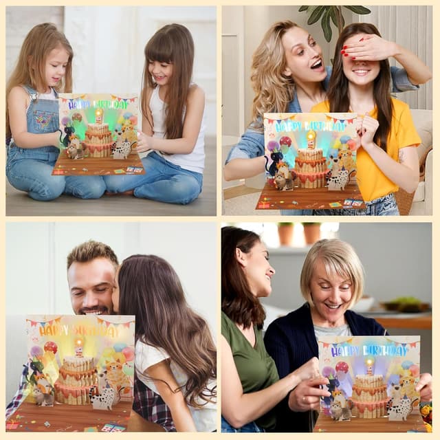 Thumbnail 5 de Ecloverlife Geburtstagskarte Katzen 3D Musik