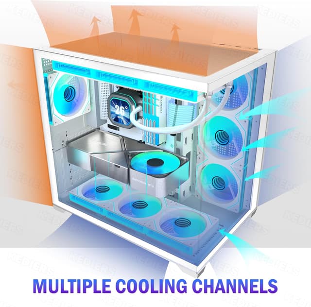 Detalle de KEDIERS G500 PC Gehäuse mit 7 ARGB Lüftern