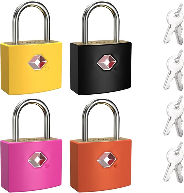 Detalle de TSA Luggage Locks with Keys (4 Packs, 8 Keys) brass padlocks for suitcases and gym lockers
