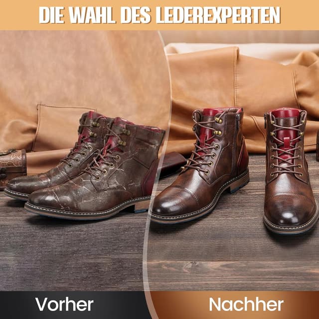 Detalle de cenozo Lederpflege mit Rosshaarbürste, farblos, 100 ml – wasserabweisende Lederpolitur