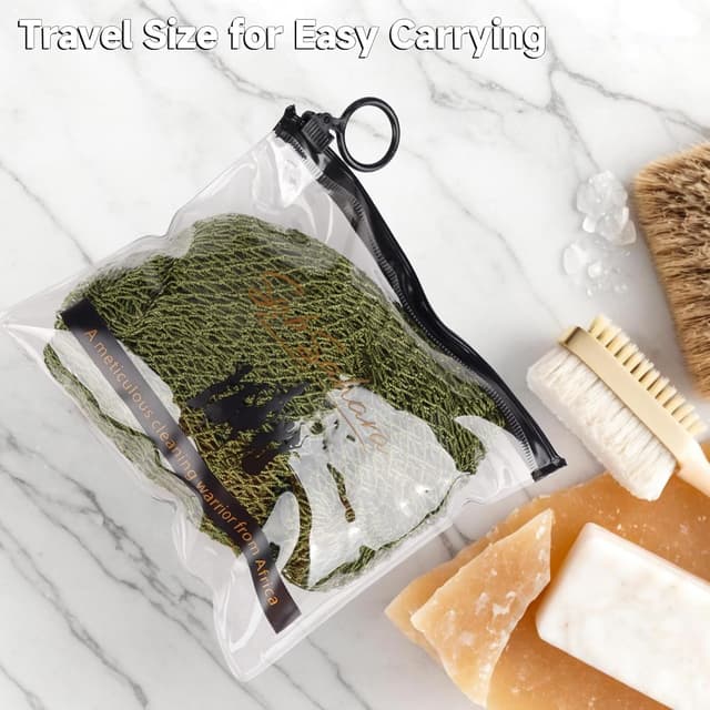 Detalle de SubSahara Authentic African Net Sponge (2-Pack) for Body & Face — Gentle Exfoliating Loofah Sponge, Travel-Friendly, Quick-Drying