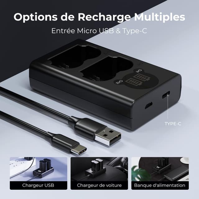 Thumbnail 3 de K&F CONCEPT NP-W235 Chargeur double LCD