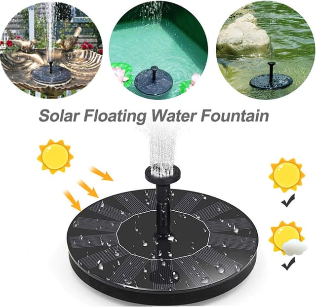 Detalle de Jsdoin solar fountain pump with 7 nozzle heads – solar-powered water feature for ponds, bird baths and patios