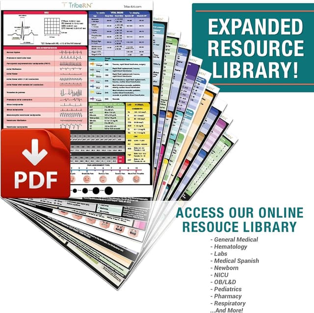 Detalle de Badge Guru 2.0 by Tribe RN — 49 Nursing Reference Cards (Nursing & Med School Cheat Sheet Flash Cards)