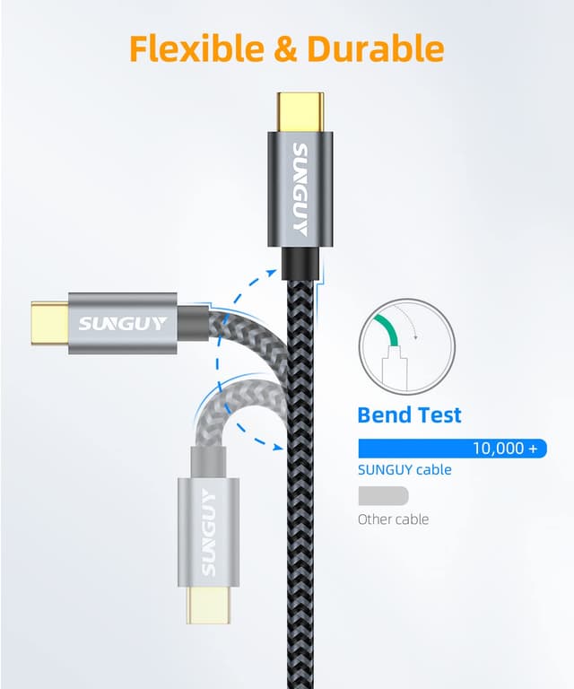 Detalle de SUNGUY USB‑C auf Micro‑B Kabel (USB 3.1) mit 10 Gbps, 0,5 m – für externe HDD/SSD und Geräte wie Toshiba/Seagate/WD