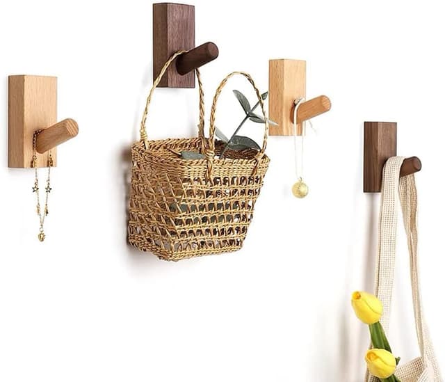 Detalle 2 de HomeDo ganci autoadesivi in legno Rettangolo noce nero 4 pezzi 🪵