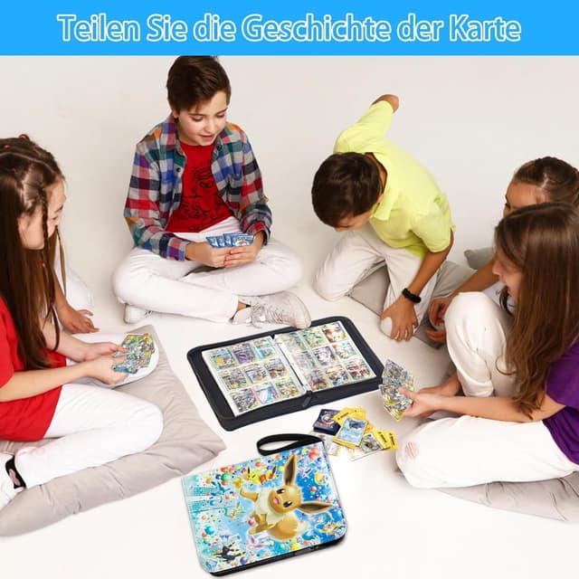 Detalle de Karten Sammelalbum für Pokémon Karten – 900 Karten Kapazität, 9-Taschen PU-Leder, wasserdicht mit Reißverschluss