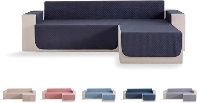 Detalle de Todocama copridivano imbottito traspirante in poliestere, grigio scuro, chaise destra 200 cm