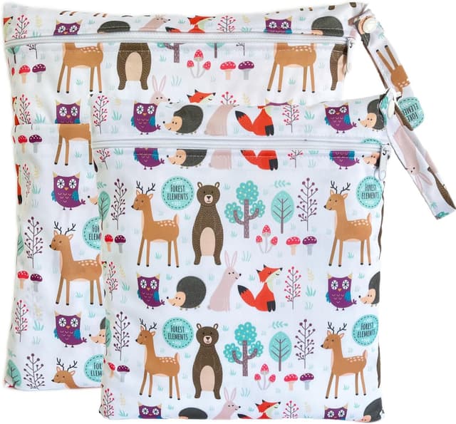 Detalle de TRASUN Wetbag 2er-Set für Kindergarten: wasserdichte Nassbeutel/Organizer für Windeln & Schwimmsachen