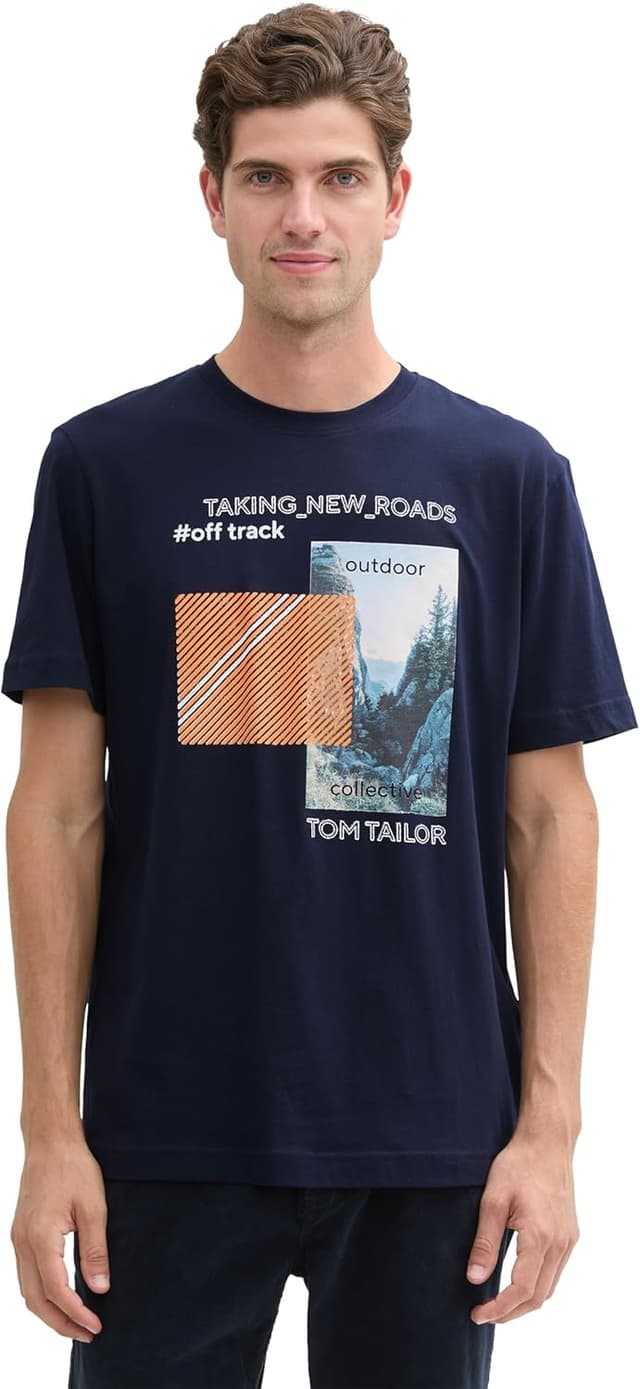 Detalle de TOM TAILOR T-Shirt da uomo in cotone con stampa fotografica