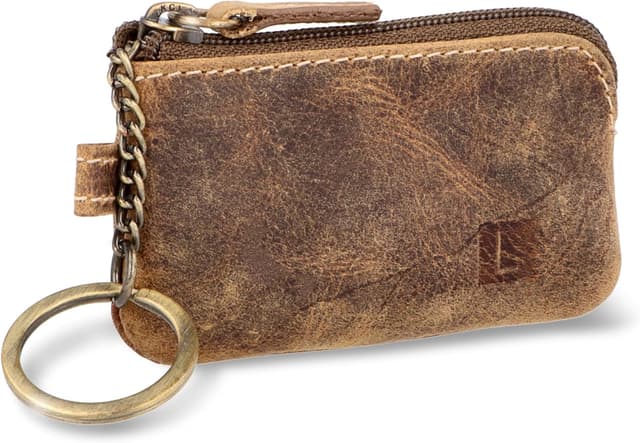 Detalle de LEDEROW Mini Schlüsseltasche aus echtem Leder – kleines Schlüsseletui für Motorrad- und Hausschlüssel