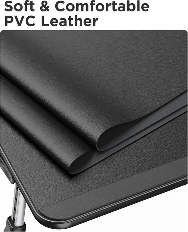 Detalle de SAIJI Leather Laptop Bed Tray Table (Adjustable Lap Desk with Removable Stopper) - Medium, Black