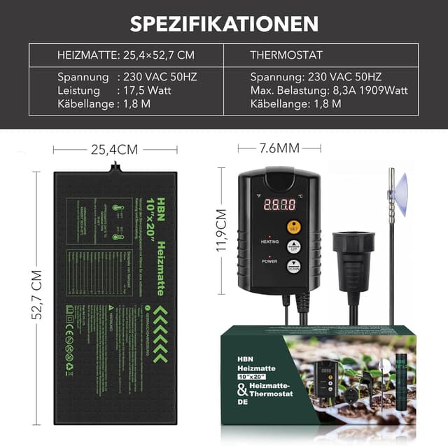 Thumbnail 6 de HBN Heizmatte 52 x 25 cm Thermostat
