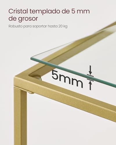 Thumbnail 5 de VASAGLE Mesa de Consola Dorada con Vidrio Templado