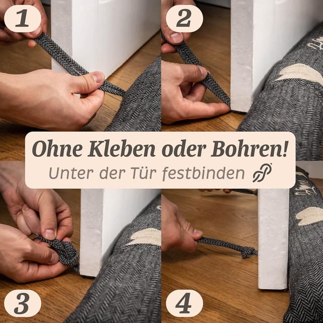 Thumbnail 4 de Praknu Zugluftstopper für Türen 90 cm – waschbarer, extra schwerer Windstopper in Grau