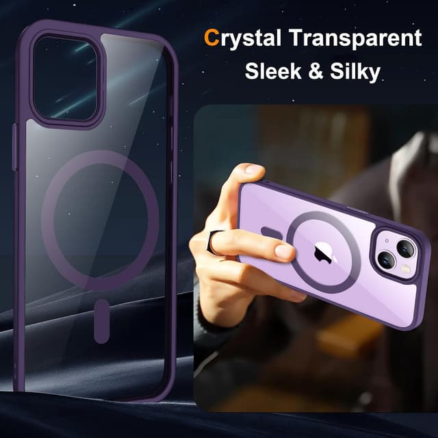 Detalle 2 de ORETECH Hülle für iPhone 13/14 (6,1 Zoll) mit 2 Schutzfolien & Mag-Safe-Kompatibilität – Tiefes Violett