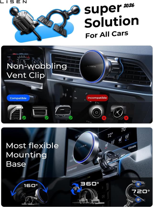 Detalle 2 de LISEN 15W MagSafe Car Mount Charger