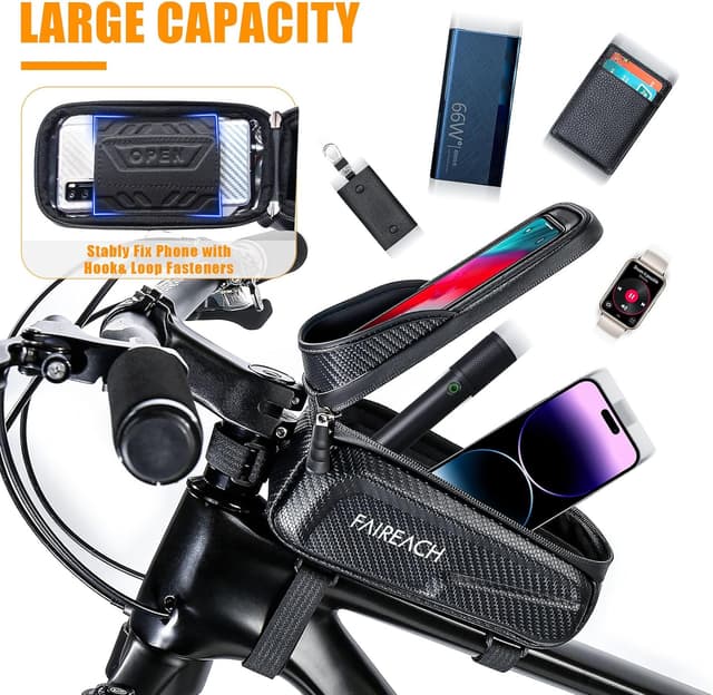 Thumbnail 6 de Faireach Bike Handlebar Bag with Mobile Phone Holder (waterproof, touchscreen window) for phones up to 6.8