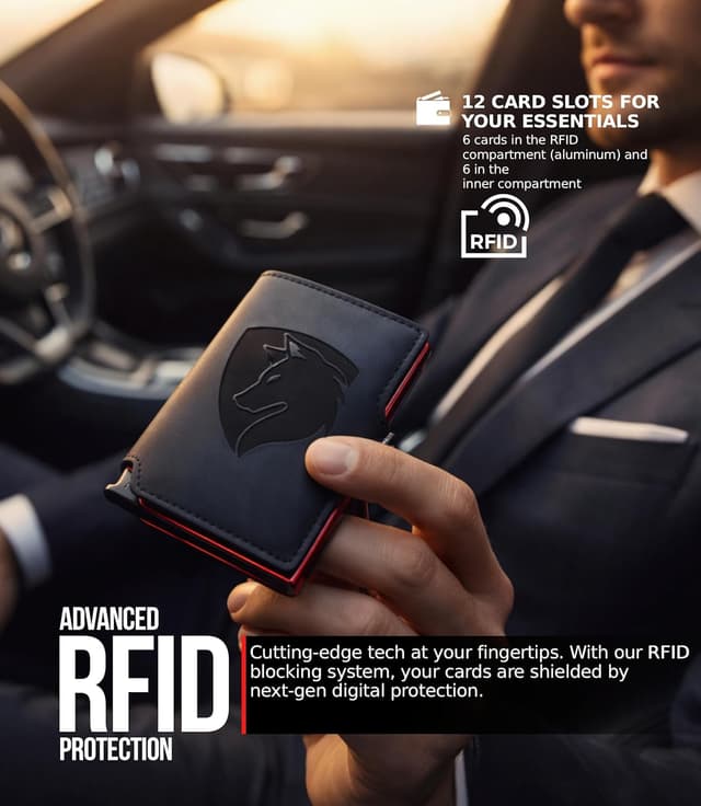 Detalle de TMillions Smart RFID Blocking Wallet for Men with GripLock and Smart Pop-Up Money Clip