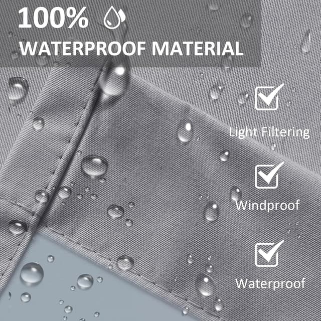 Detalle 2 de LiveGo Outdoor Waterproof Curtains with Stainless Steel Grommets (2 Panels) – 140 x 213cm, light grey