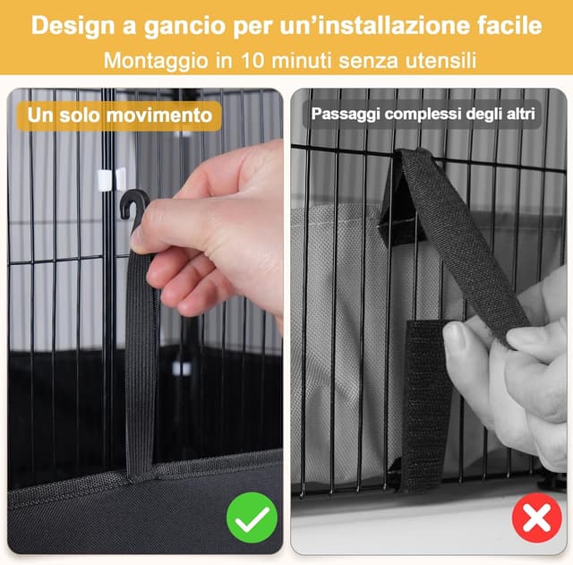 Detalle 2 de Aystkniet gabbia in pannelli C&C per piccoli animali 122 x 60 x 40 cm con copertura e fondo impermeabile