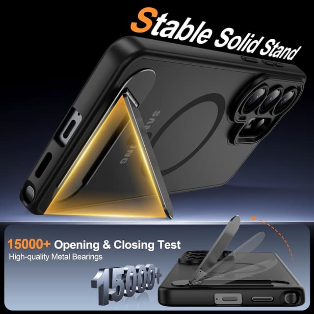 Detalle de AMILIFECASES Magnetic Case for Samsung Galaxy S26 Ultra (MagSafe, Full Camera Protection, Invisible Kickstand) - Translucent Matte Black