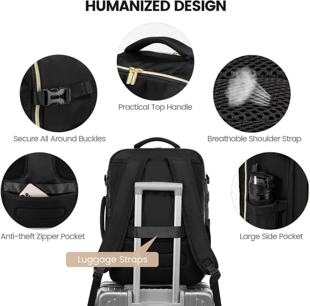 Thumbnail 6 de LOVEVOOK Handgepäck-Rucksack 40L für Damen (17,3 Zoll Laptop) mit 180°-Öffnung und wasserdichtem Polyester