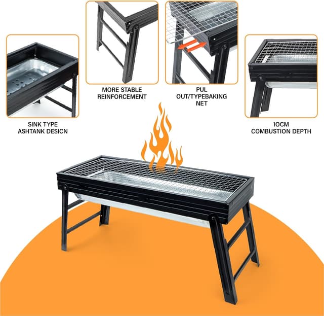 Detalle de iHomara BBQ barbecue grill: portable foldable charcoal grill for picnics, camping & garden use