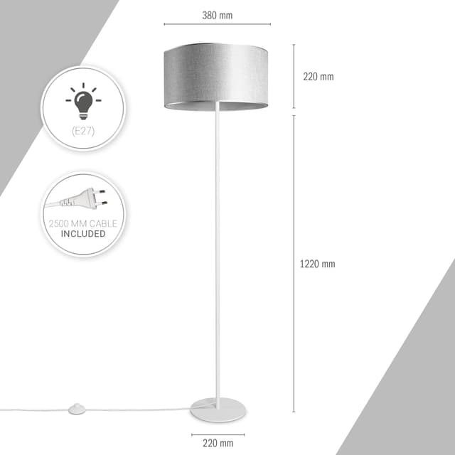 Detalle de Paco Home Stehlampe mit Stoffschirm E27