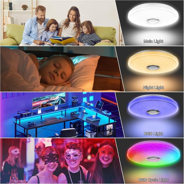 Thumbnail 6 de OGVDOE Lámpara techo LED 60W RGB con altavoz