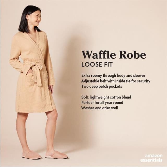 Detalle 2 de Amazon Essentials Lightweight Cotton Waffle Robe