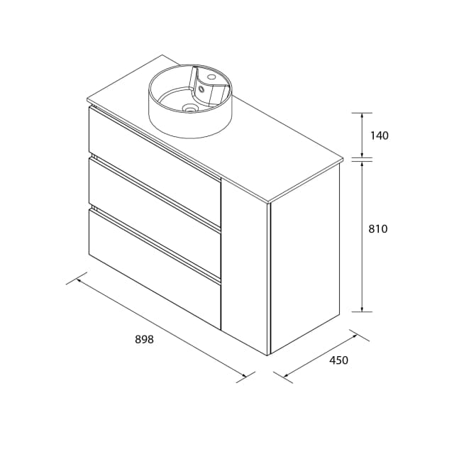 Thumbnail 5 de Salgar Bequia Plus Metal — mueble baño 3 cajones 1 poza