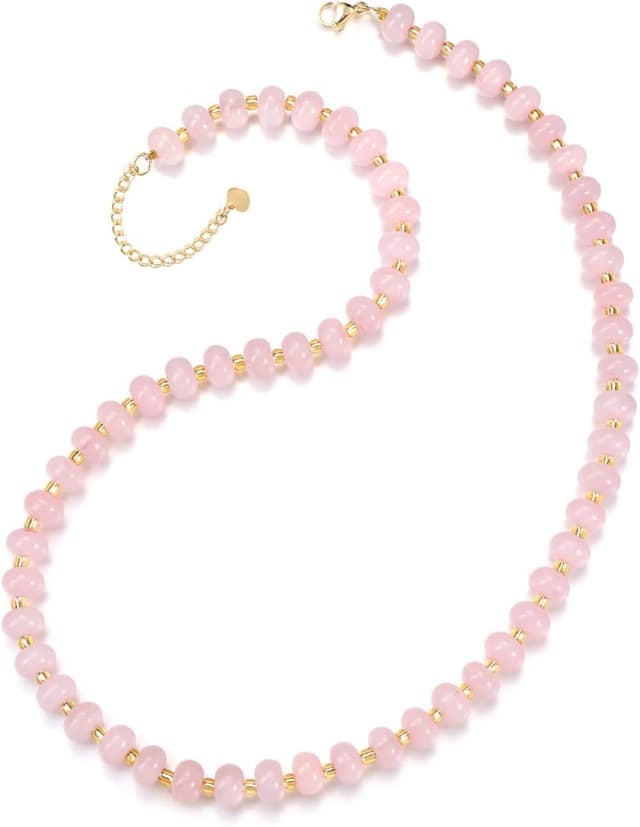 Detalle de Crystal choker necklace 8×5mm Rose Quartz