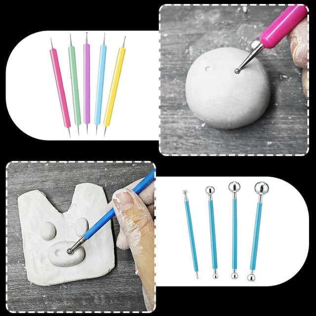 Detalle de EIGTWEN Vernis argile autodurcissante 100 ml (finition gloss) + kit d’outils de poterie (29 pièces)