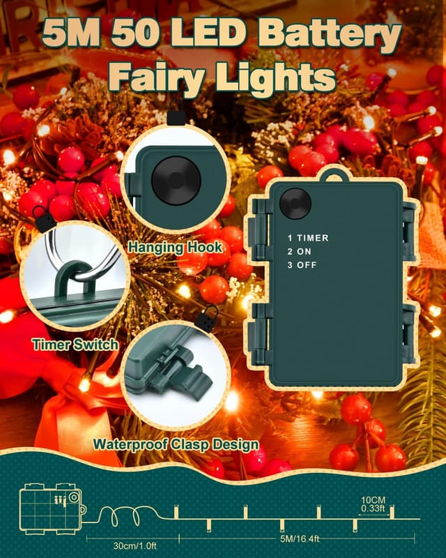Detalle de Dalugo Christmas fairy lights 5m 50 LED