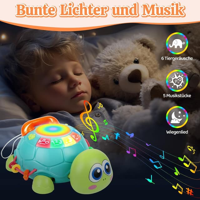 Detalle de Herenear Baby Krabbel-Spielzeug: Schildkröte mit Licht, Musik & 6 Modi