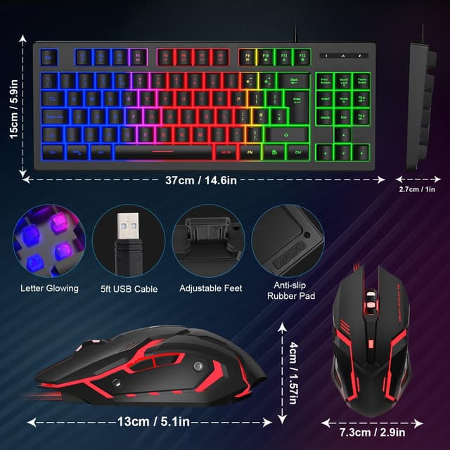 Thumbnail 6 de Rewurnth Gaming Keyboard and Mouse Set 75% RGB
