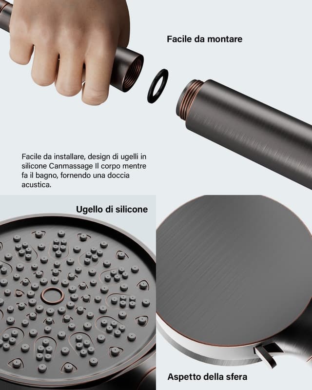 Detalle 2 de Cobbe Duschkopf mit Filter (20-stufig) und Hochdruck-Handbrause mit Schlauch, 6 Strahlarten, für hartes Wasser