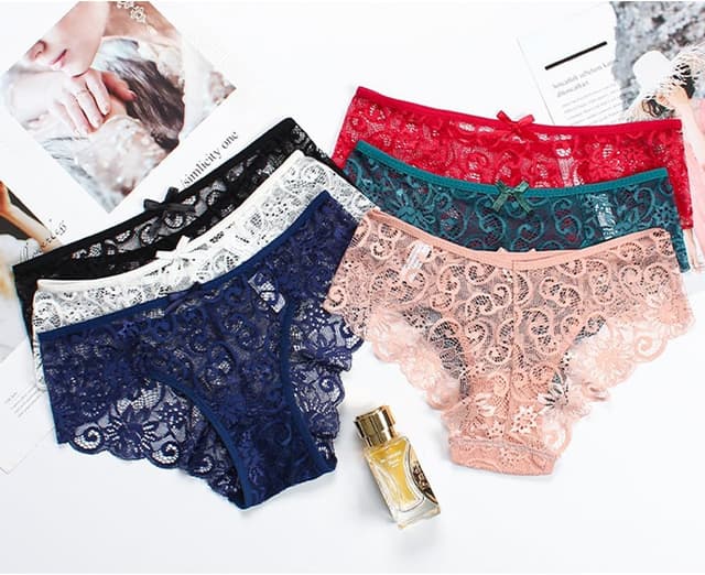 Detalle de HAGOT lot de 6 culottes en dentelle à taille basse pour femmes (6 couleurs)