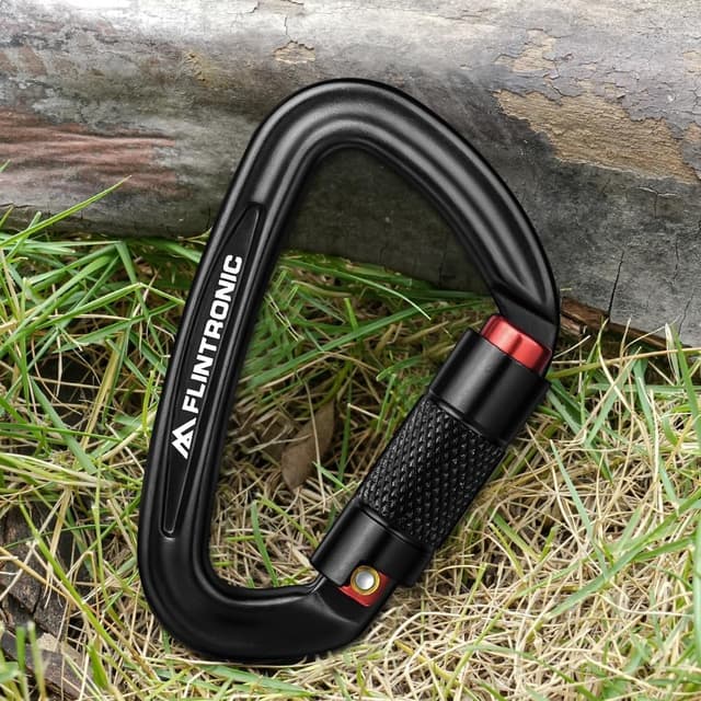 Detalle de Flintronic Mousqueton à verrouillage en alliage d’aluminium (forme D) pour hamac, camping et randonnée