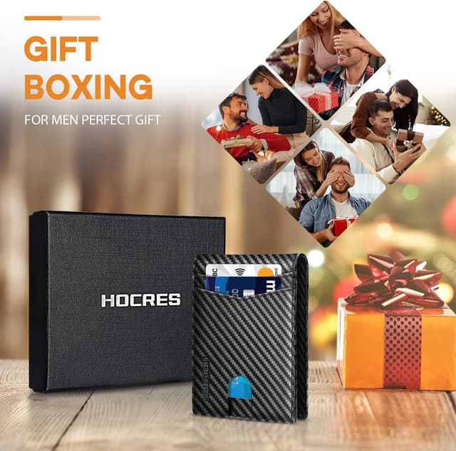 Detalle 2 de HOCRES Mens RFID Slim Wallet with 12 slots