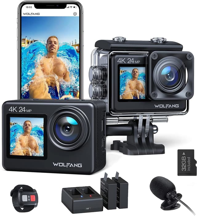 Detalle de WOLFANG GA200 Cámara deportiva 4K