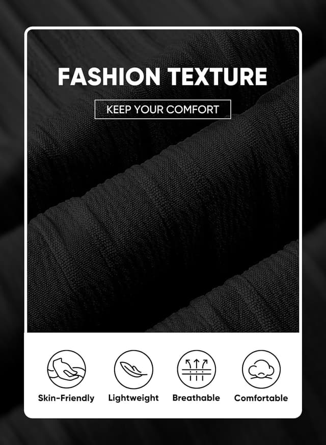 Thumbnail 5 de JMIERR Men’s Hawaiian Shirt Button-Down Short Sleeve (Textured Casual Summer Beach Linen Look)